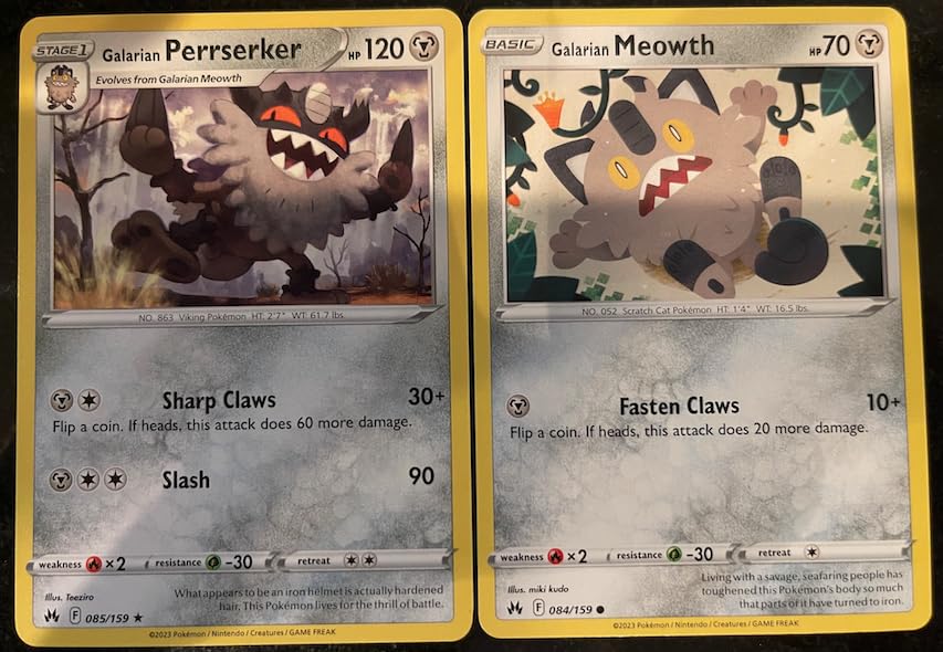 THE POKEMON WEEKLY WINTER1・2 冬 ソーナンス マネネ Amazon.com: Galarian Perrserker - 085/159 + Galarian Meowth 084